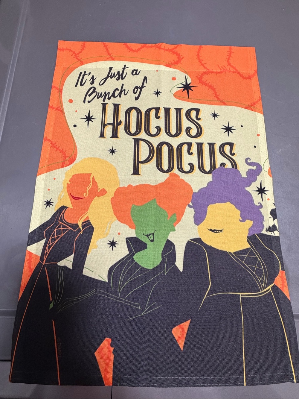 Hocus Pocus Decorative Garden Flag - Orange, Black, Purple